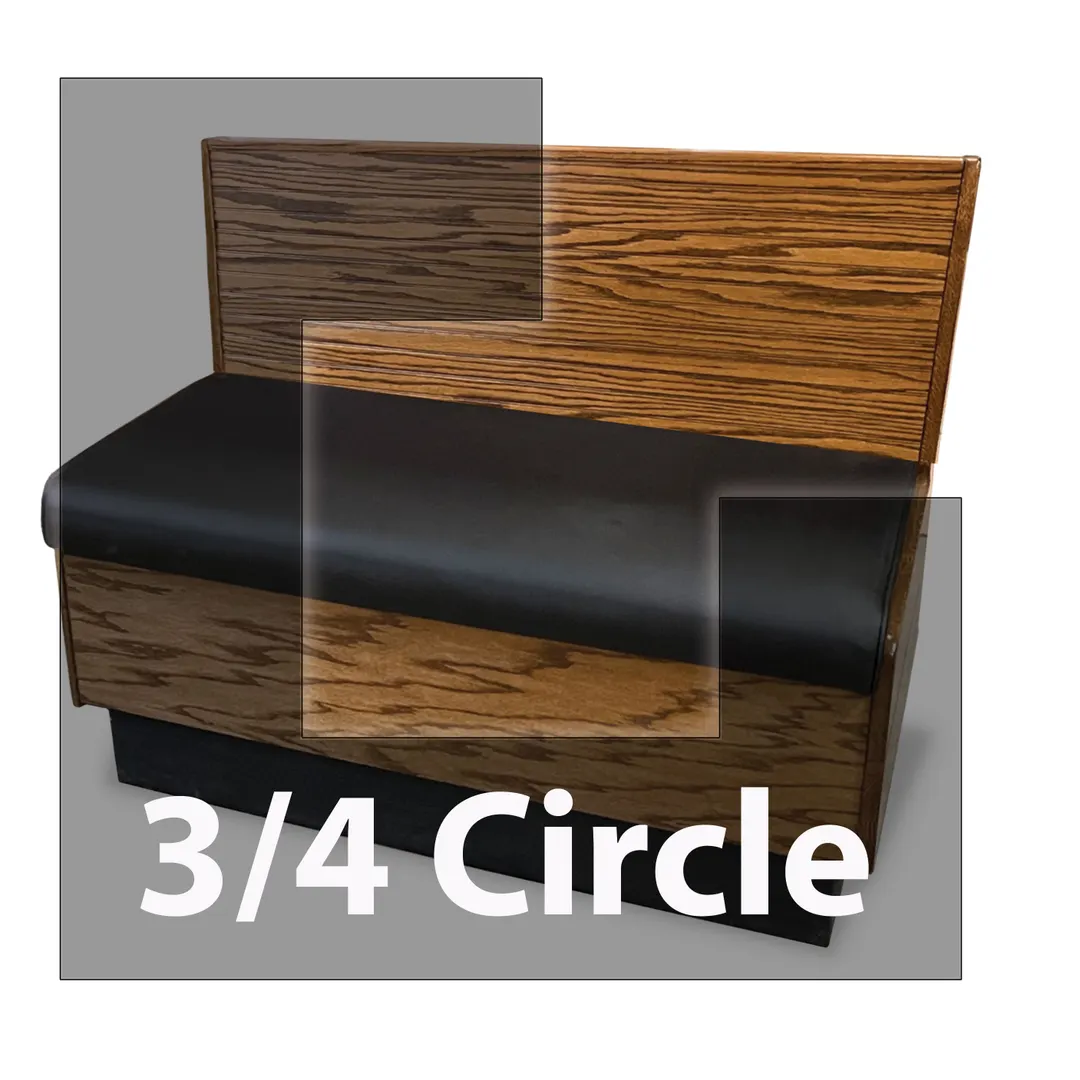 JustChair JBSB-WPF-TQ-36-GR2 3/4 Circle Banquette Bench, Beadboard Back, Removable Seat, 36" Height