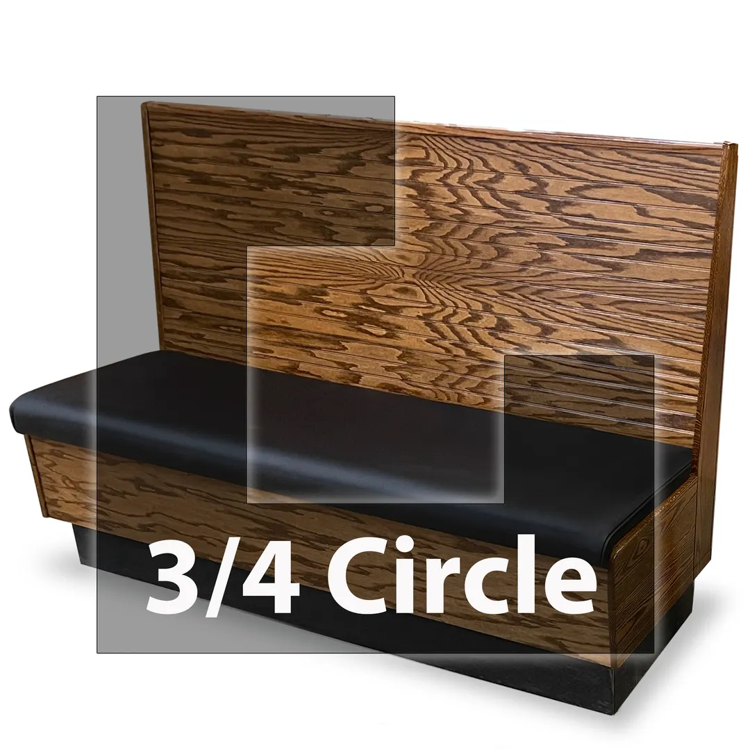 JustChair JBSB-WPF-TQ-42-GR1/COM 3/4 Circle Banquette Bench, Beadboard Back, Removable Seat, 42" Height
