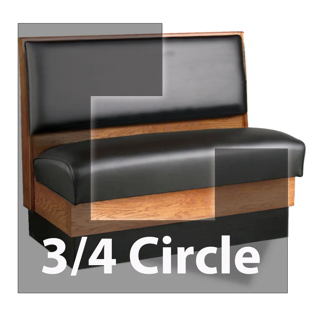 JustChair JBSB-WSS-TQ-36-GR2 3/4 Circle Banquette Bench, Plain Back, Removable Seat, 36" Height