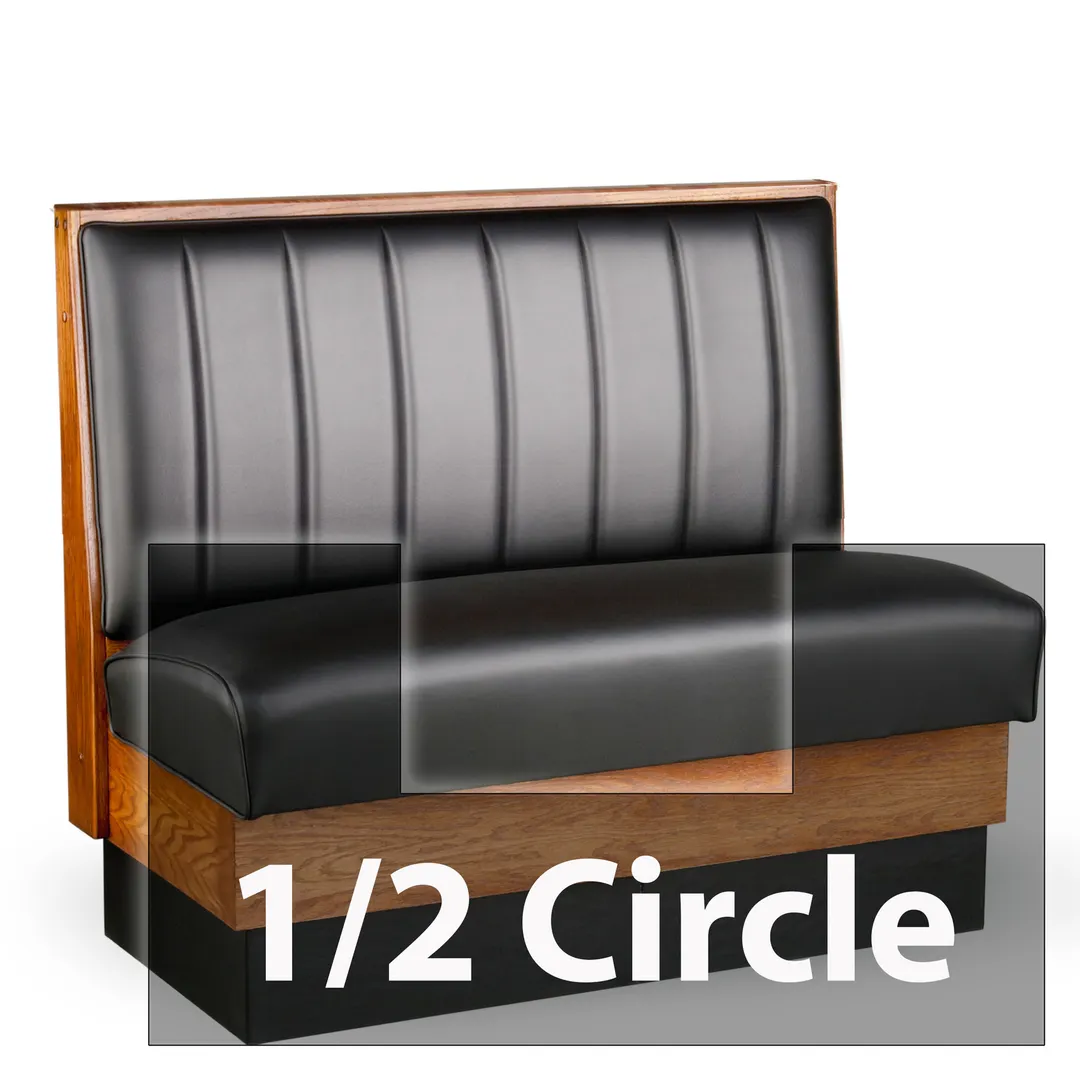 JustChair JBSB-WSS-UCH-HC-42-GR3 1/2 Circle Banquette Bench, Vertical Channel Back, Removable Seat, 42" Height