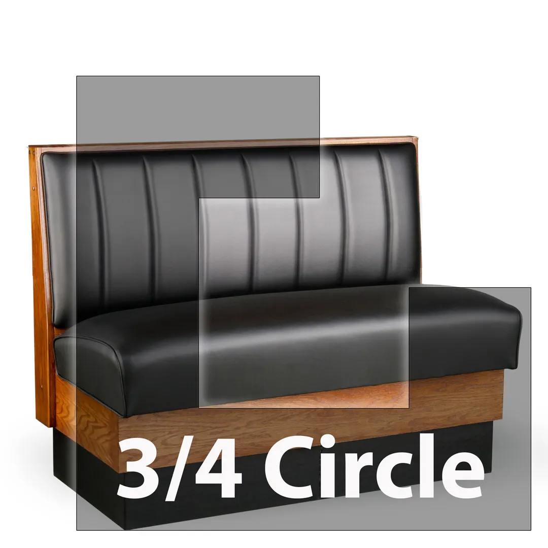 JustChair JBSB-WSS-UCH-TQ-36-GR1/COM 3/4 Circle Banquette Bench, Vertical Channel Back, Removable Seat, 36" Height