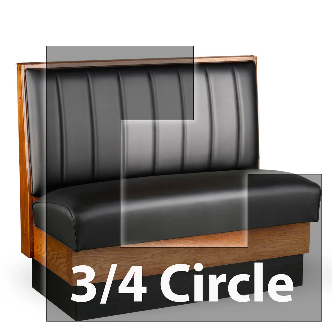 JustChair JBSB-WSS-UCH-TQ-48-GR3 3/4 Circle Banquette Bench, Vertical Channel Back, Removable Seat, 48" Height