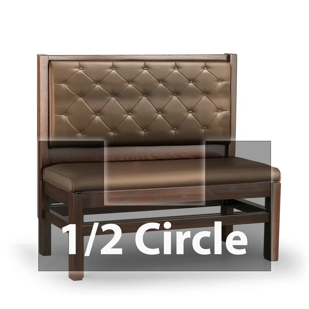 JustChair JBSB-WT-SBT-HC-42-GR1/COM 1/2 Circle Banquette Bench, Button Tufted Back, Upholstered Seat, 42" Height