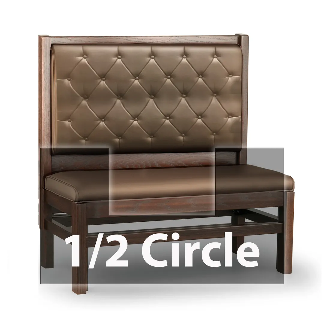 JustChair JBSB-WT-SBT-HC-48-GR2 1/2 Circle Banquette Bench, Button Tufted Back, Upholstered Seat, 48" Height