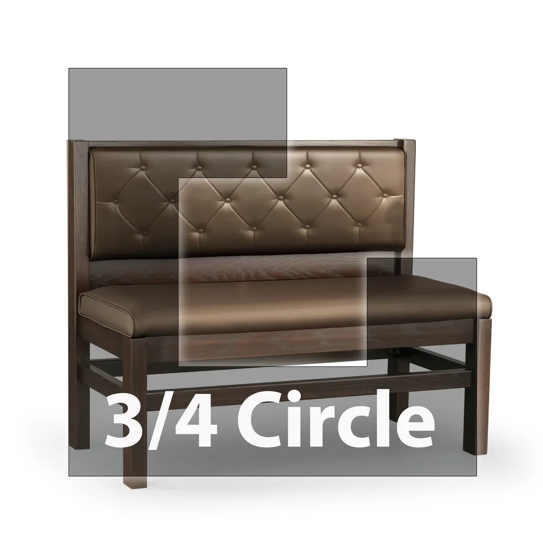 JustChair JBSB-WT-SBT-TQ-36-GR2 3/4 Circle Banquette Bench, Button Tufted Back, Upholstered Seat, 36" Height