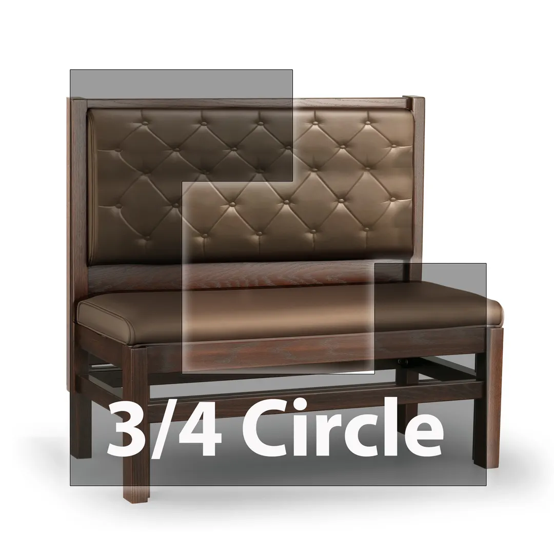 JustChair JBSB-WT-SBT-TQ-42-GR1/COM 3/4 Circle Banquette Bench, Button Tufted Back, Upholstered Seat, 42" Height