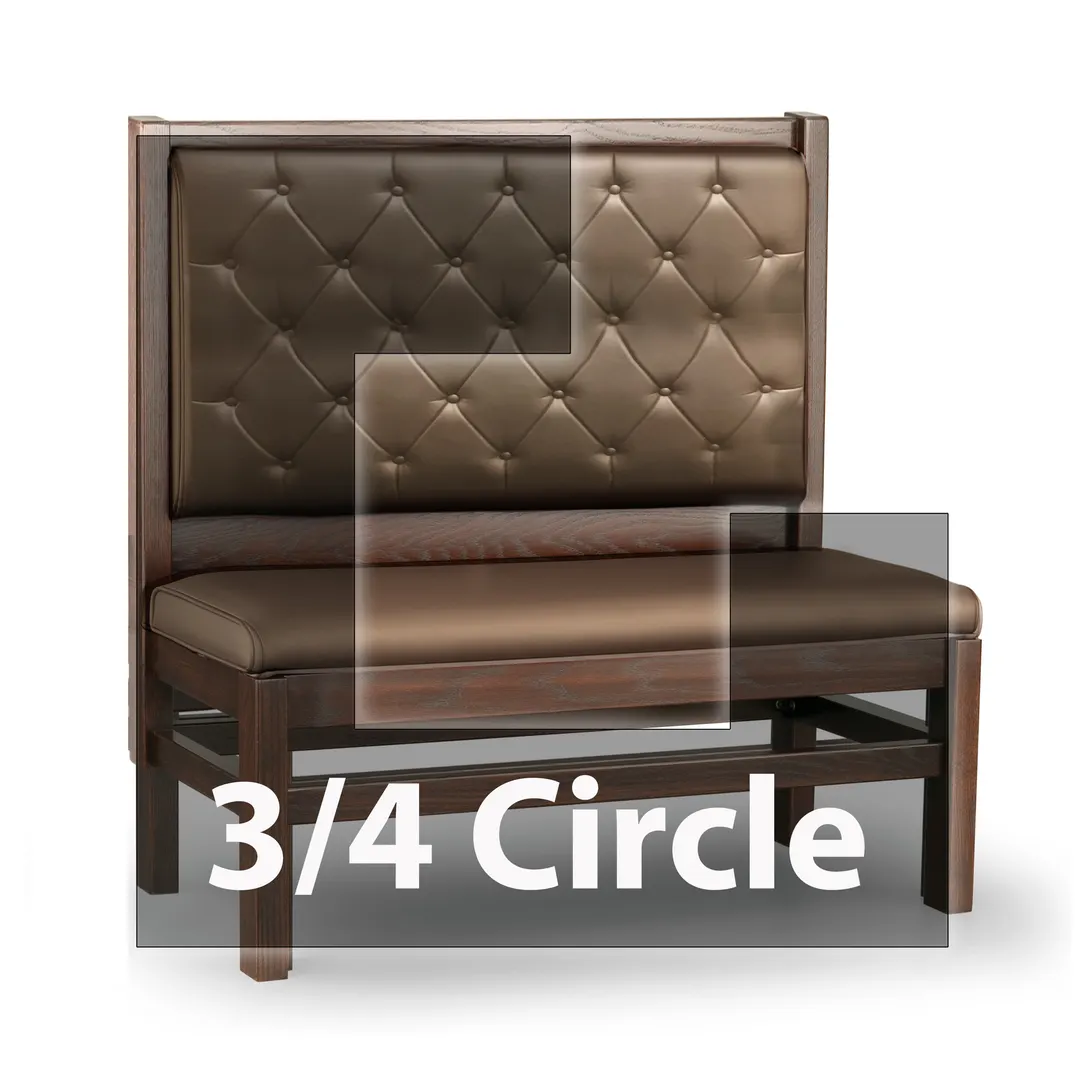JustChair JBSB-WT-SBT-TQ-48-GR2 3/4 Circle Banquette Bench, Button Tufted Back, Upholstered Seat, 48" Height