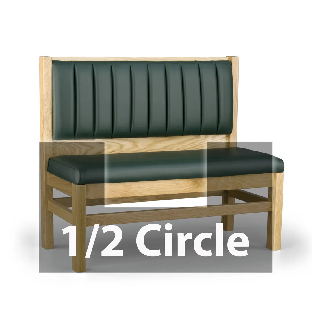 JustChair JBSB-WT-UCH-HC-42-GR3 1/2 Circle Banquette Bench, Vertical Channel Back, Upholstered Seat, 42" Height