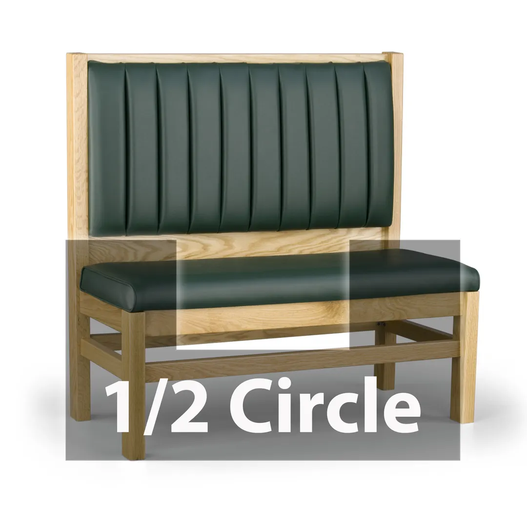 JustChair JBSB-WT-UCH-HC-48-GR3 1/2 Circle Banquette Bench, Vertical Channel Back, Upholstered Seat, 48" Height