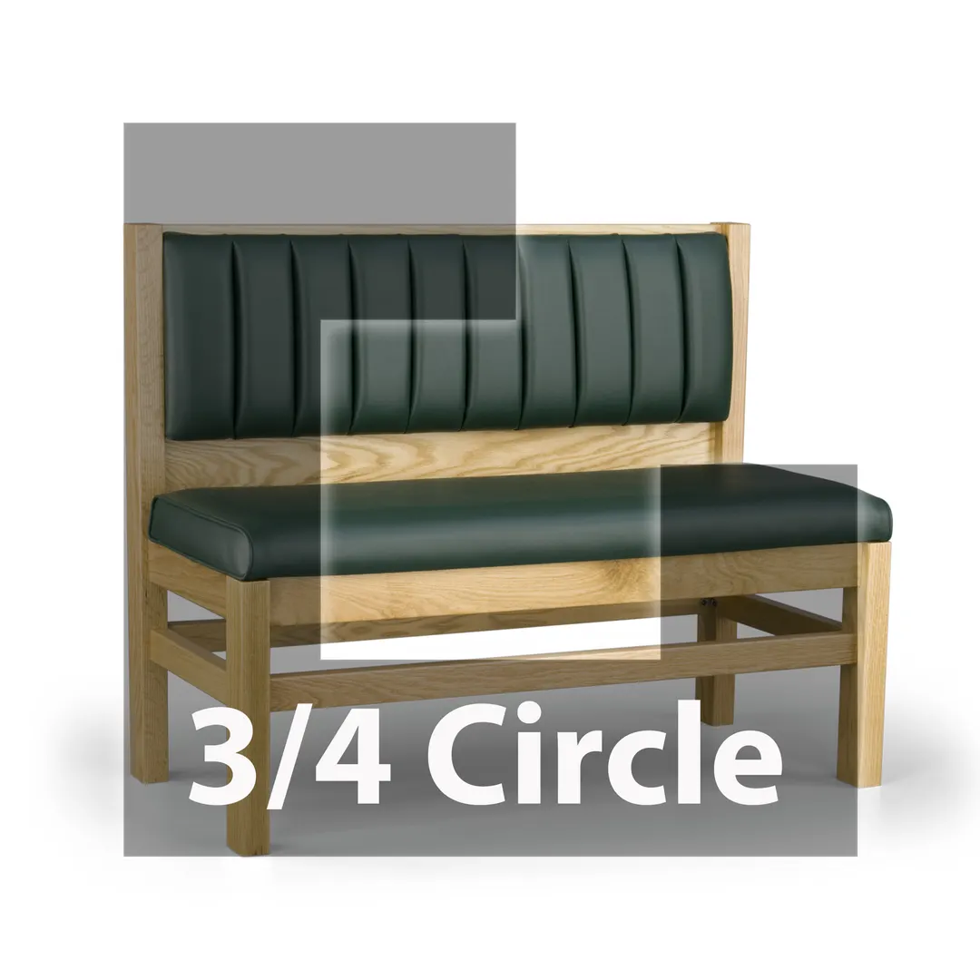 JustChair JBSB-WT-UCH-TQ-36-GR3 3/4 Circle Banquette Bench, Vertical Channel Back, Upholstered Seat, 36" Height