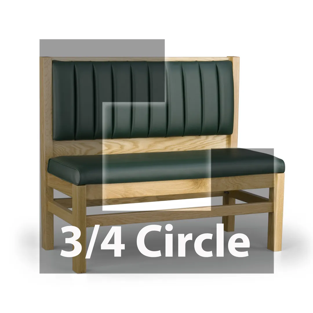 JustChair JBSB-WT-UCH-TQ-42-GR2 3/4 Circle Banquette Bench, Vertical Channel Back, Upholstered Seat, 42" Height