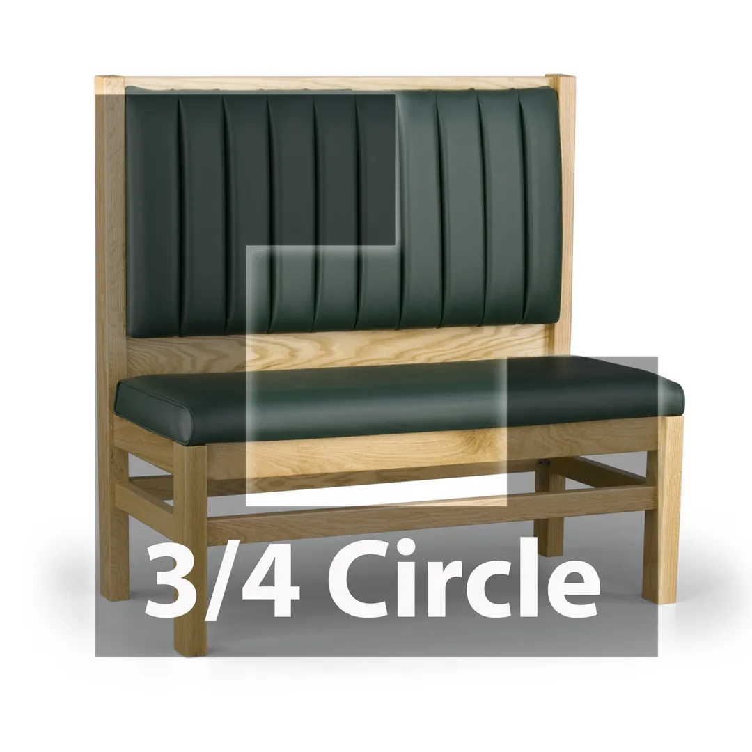 JustChair JBSB-WT-UCH-TQ-48-GR2 3/4 Circle Banquette Bench, Vertical Channel Back, Upholstered Seat, 48" Height