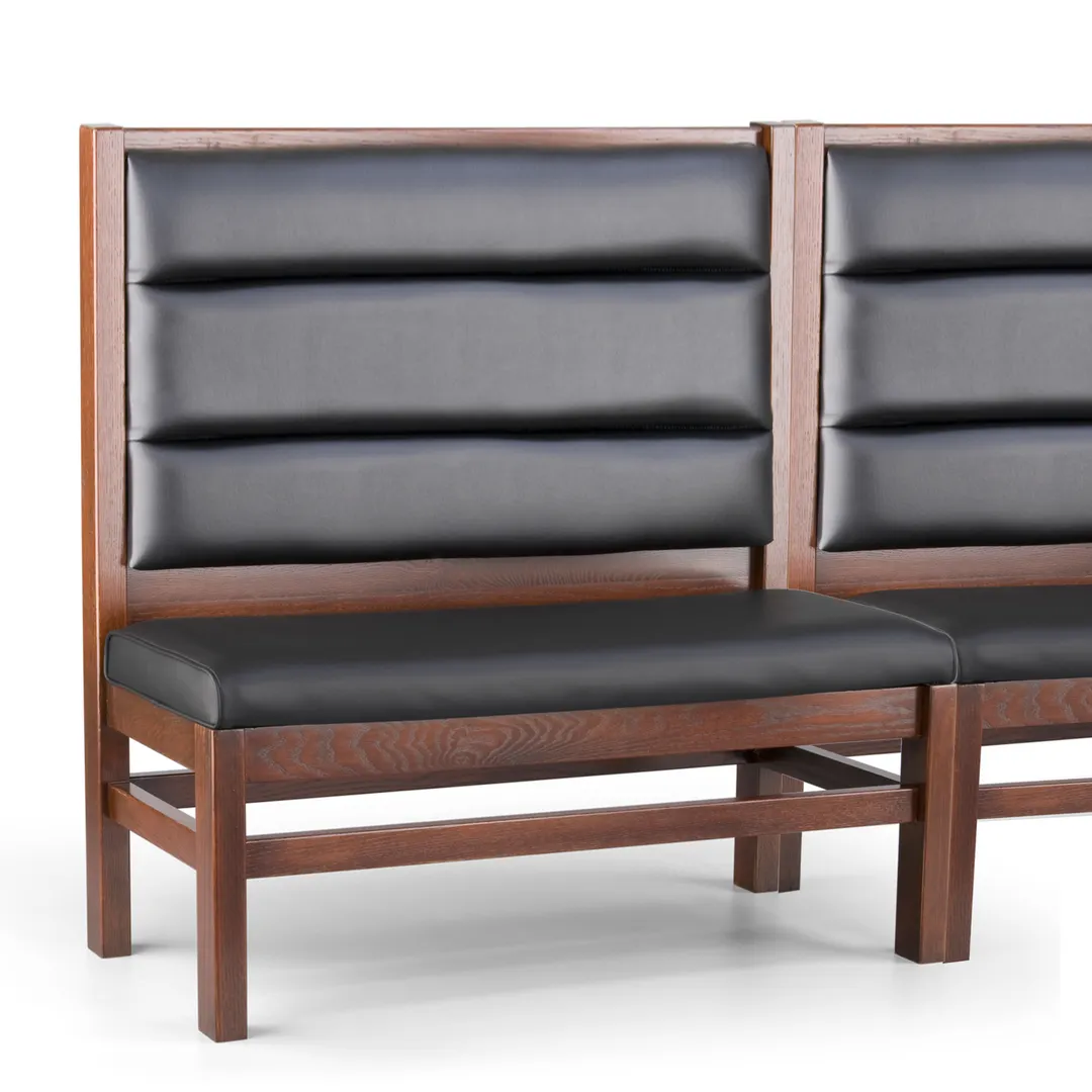 JustChair JBSB-WT-UHC-48-GR2 Banquette Bench, Horizontal Channel Back, Upholstered Seat, 48" Height