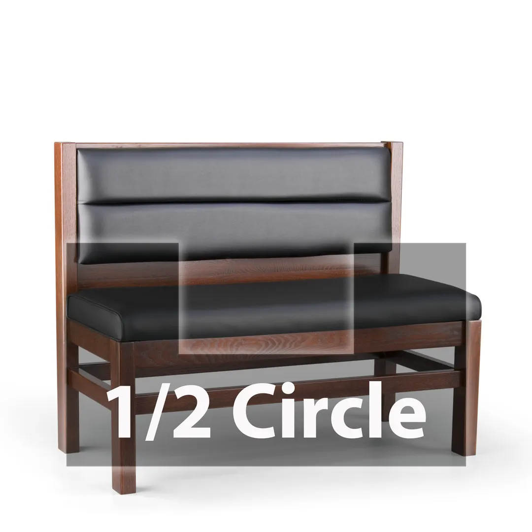 JustChair JBSB-WT-UHC-HC-36-GR3 1/2 Circle Banquette Bench, Horizontal Channel Back, Upholstered Seat, 36" Height