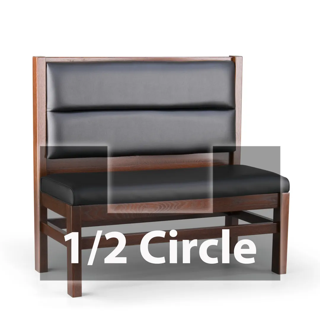 JustChair JBSB-WT-UHC-HC-42-GR3 1/2 Circle Banquette Bench, Horizontal Channel Back, Upholstered Seat, 42" Height