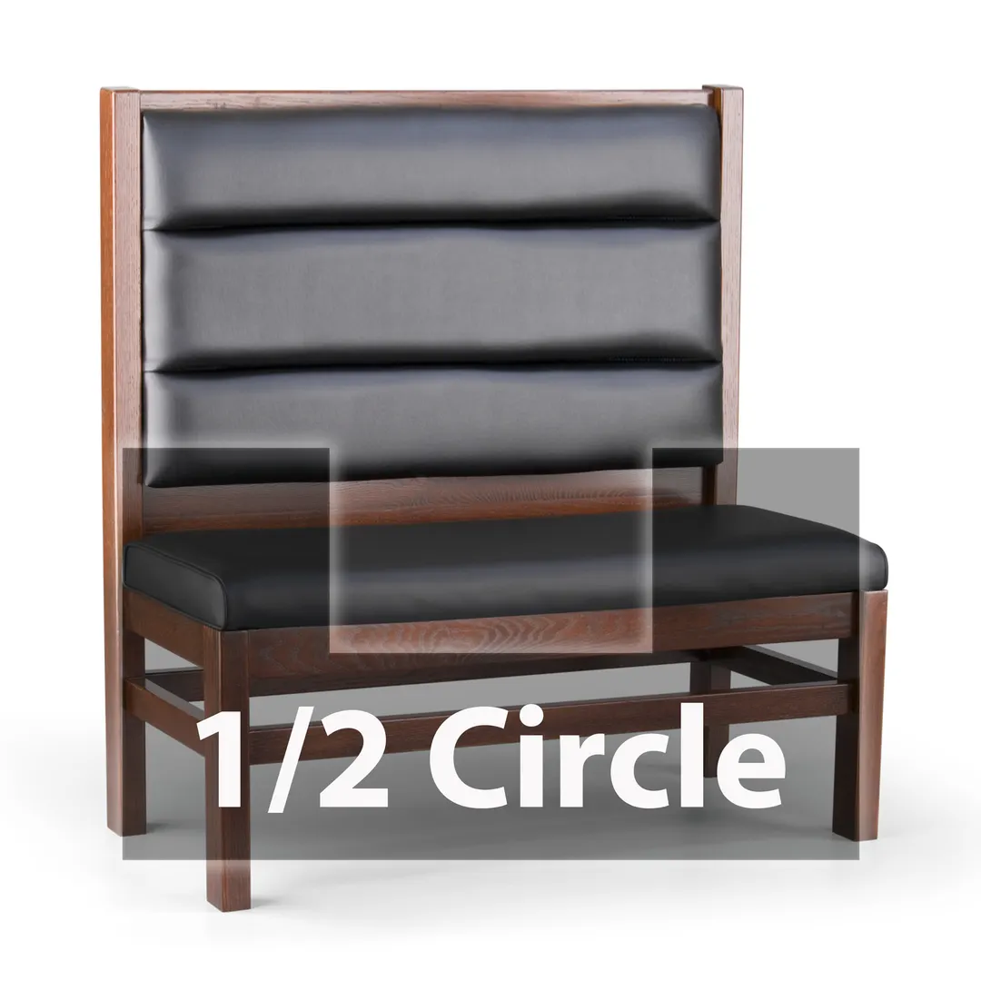 JustChair JBSB-WT-UHC-HC-48-GR2 1/2 Circle Banquette Bench, Horizontal Channel Back, Upholstered Seat, 48" Height