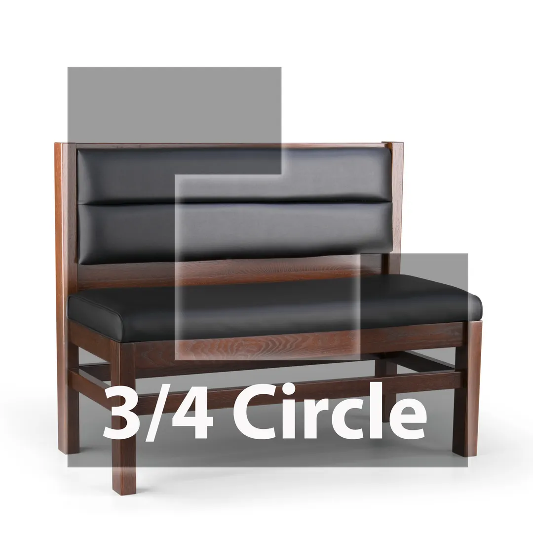 JustChair JBSB-WT-UHC-TQ-36-GR2 3/4 Circle Banquette Bench, Horizontal Channel Back, Upholstered Seat, 36" Height