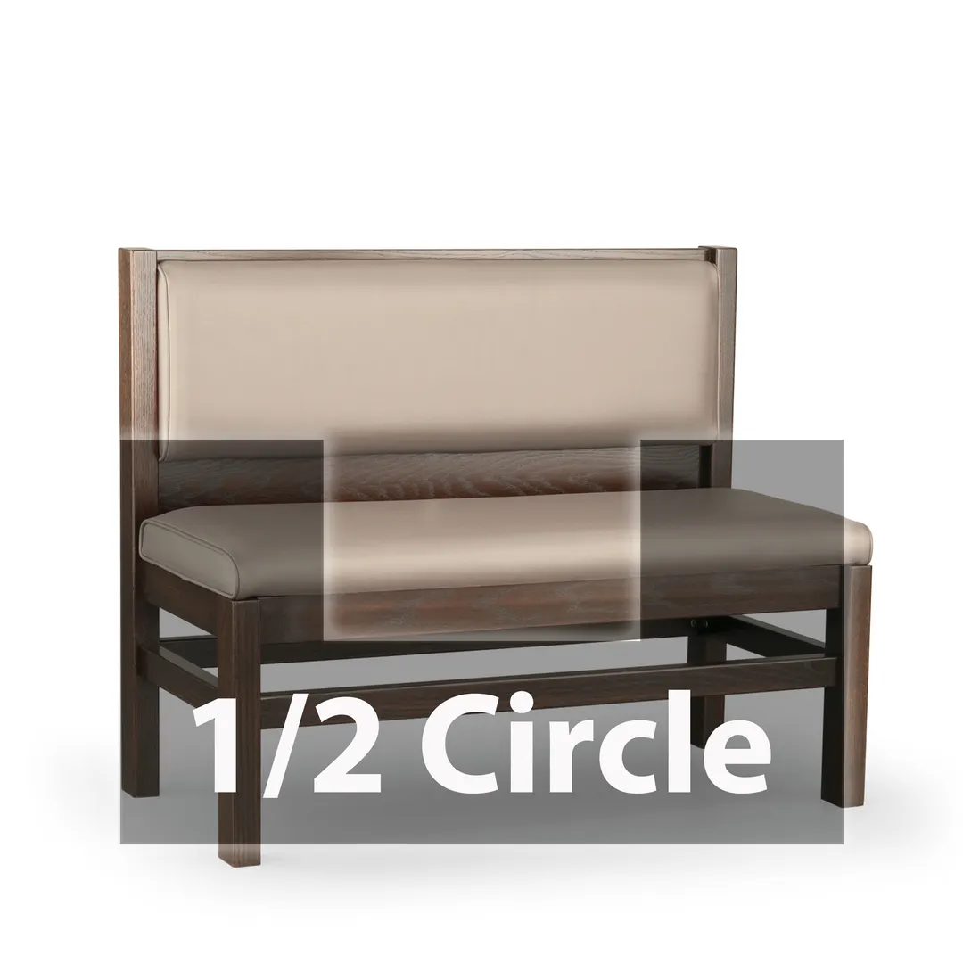 JustChair JBSB-WT-UPL-HC-36-GR3 1/2 Circle Banquette Bench, Plain Back, Upholstered Seat, 36" Height