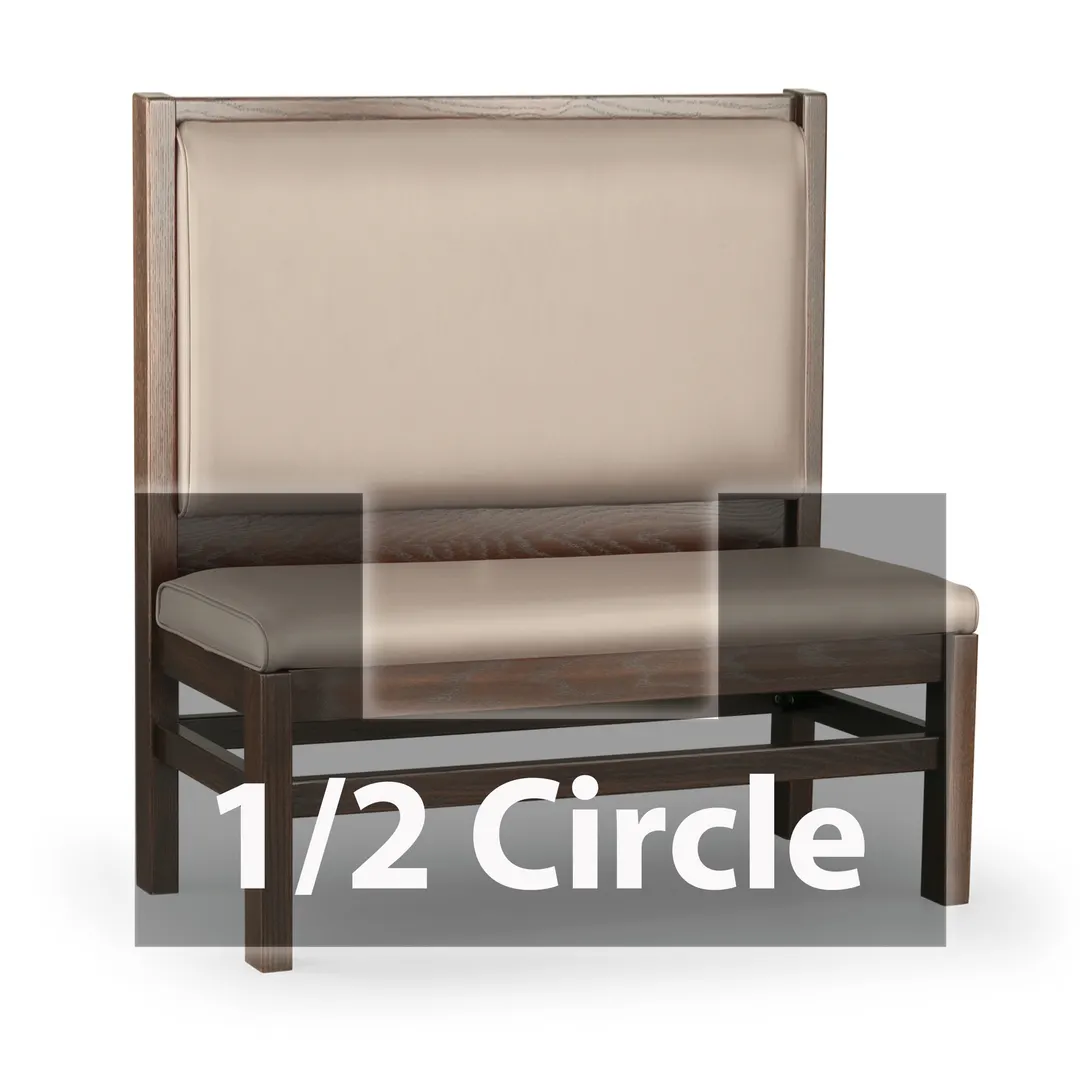 JustChair JBSB-WT-UPL-HC-48-GR3 1/2 Circle Banquette Bench, Plain Back, Upholstered Seat, 48" Height
