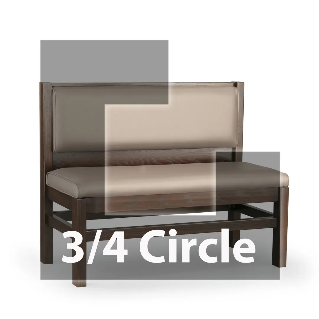 JustChair JBSB-WT-UPL-TQ-36-GR2 3/4 Circle Banquette Bench, Plain Back, Upholstered Seat, 36" Height