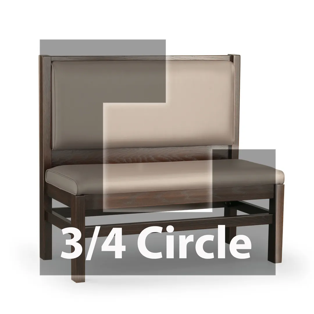 JustChair JBSB-WT-UPL-TQ-42-GR2 3/4 Circle Banquette Bench, Plain Back, Upholstered Seat, 42" Height