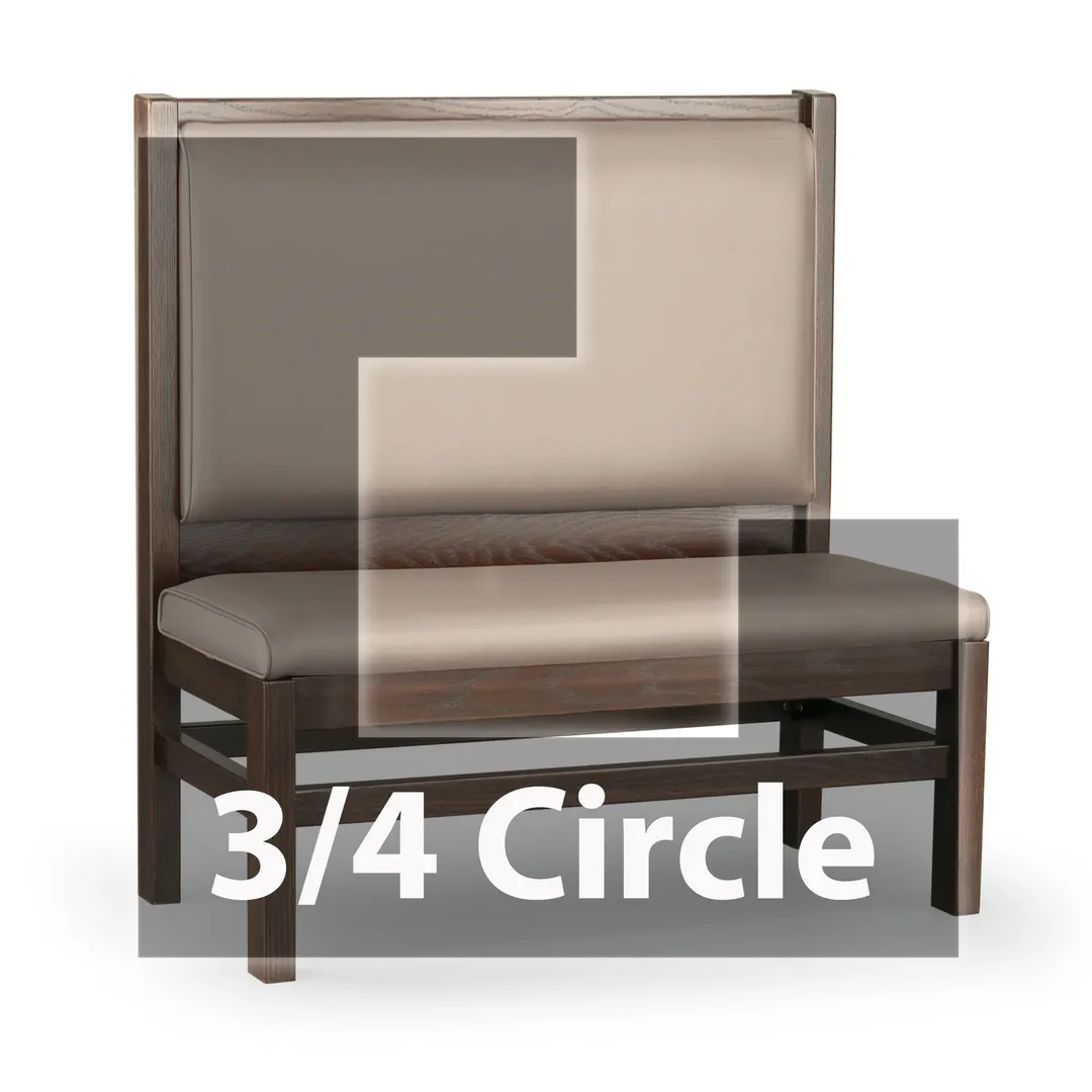 JustChair JBSB-WT-UPL-TQ-48-GR2 3/4 Circle Banquette Bench, Plain Back, Upholstered Seat, 48" Height