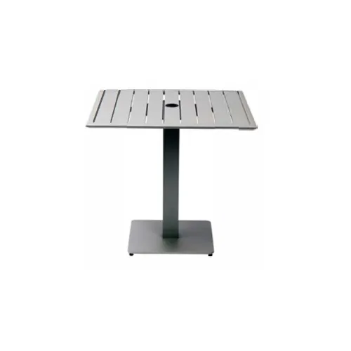 JustChair JTMO-GREY-3232 32x32 Square Dining Height Outdoor Table, Silver-Grey Aluminum Slatted Top, Welded Aluminum Base