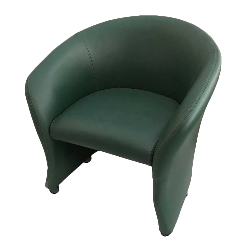 JustChair LA556-COM Lounge Arm Chair, Curved Wrap Around Upholstered Back, Upholstered Seat, Metal Frame, Black Wheel Casters
