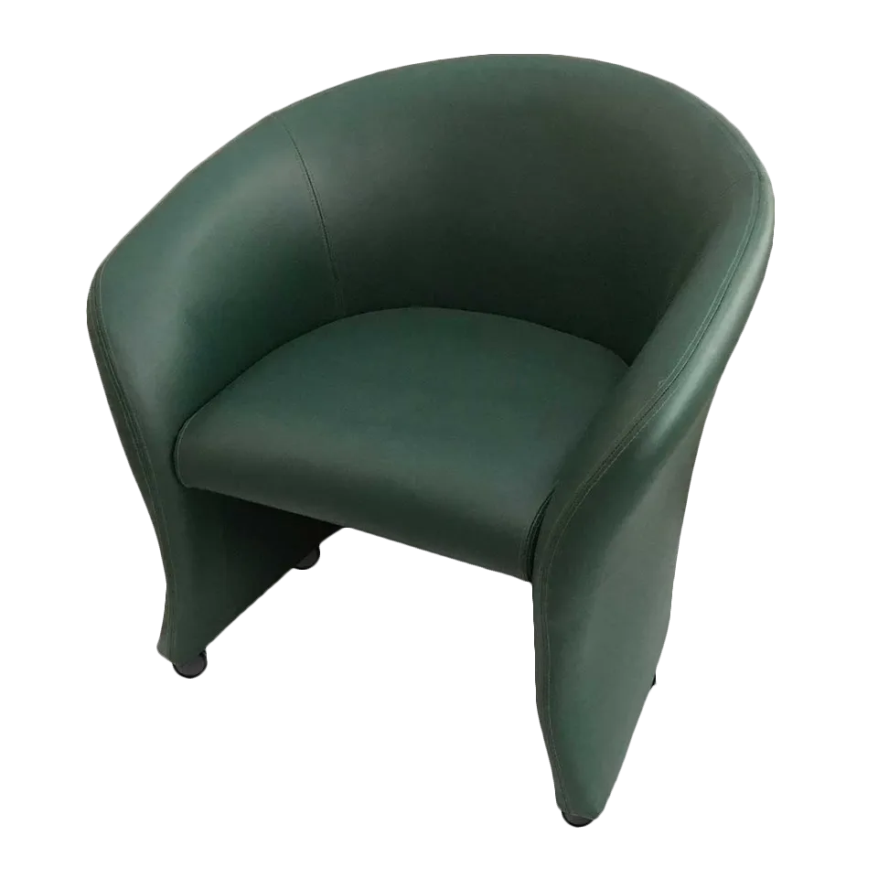 JustChair LA556-GR2 Lounge Arm Chair, Curved Wrap Around Upholstered Back, Grade 2 Upholstery, Black Wheel Casters
