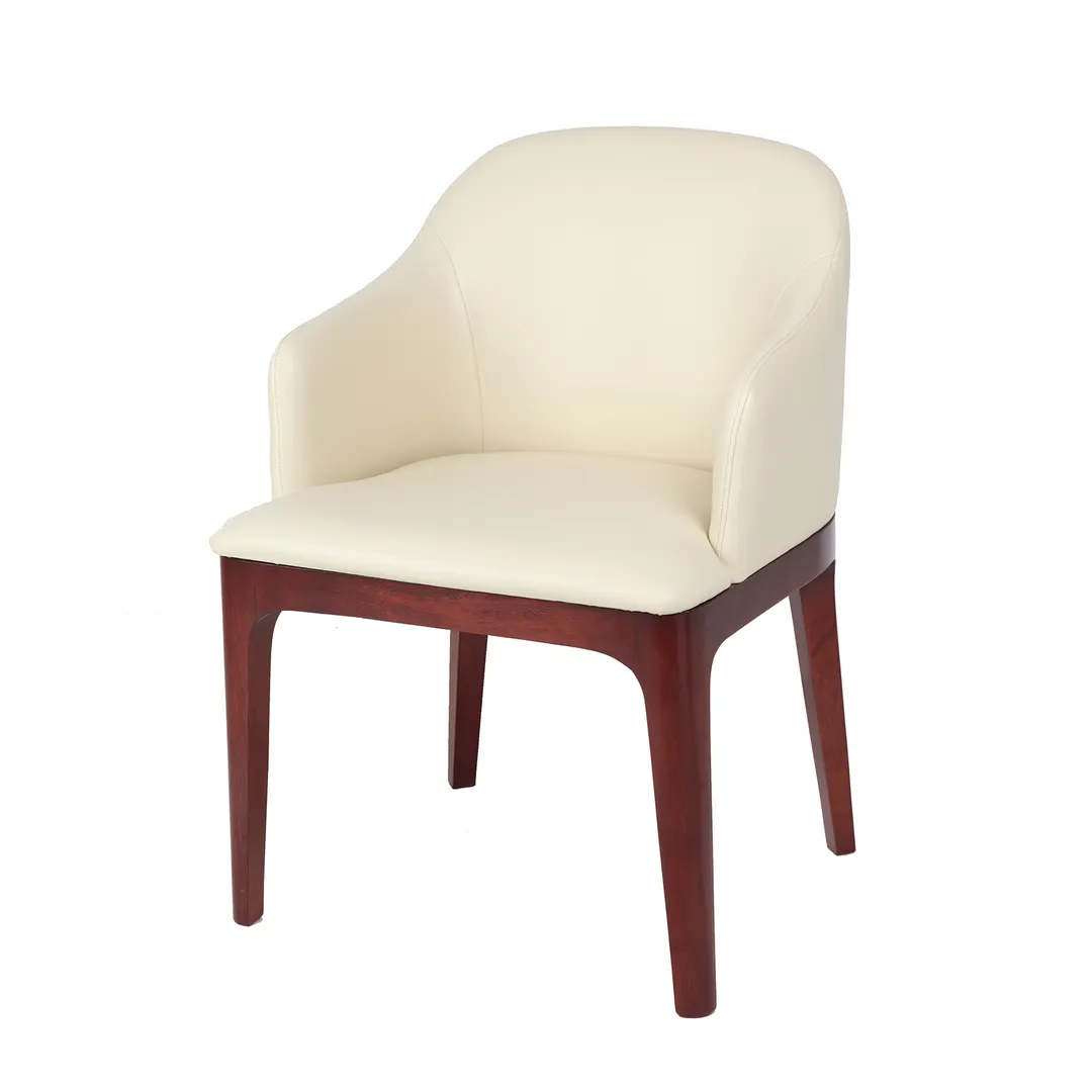 JustChair LA588-COM Upholstered Lounge Arm Chair, German Beech Wood Frame, Rounded Back, Tapered Arms