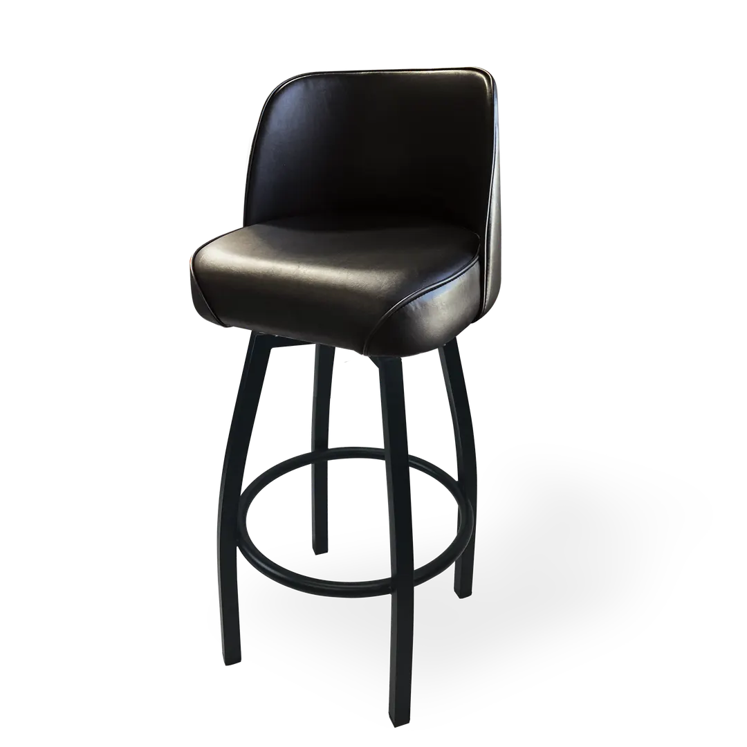JustChair M421J30-201SWL-BLK-COM Swivel Bar Stool – Black, 20” Jumbo Upholstered Seat, 18‑Gauge Steel Frame