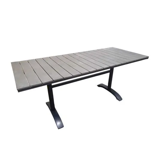 JustChair PW801TT-3072 Rectangular Outdoor Dining Table, 30x72, Gray Perma-Wood Top, Dark Gray Aluminum H Frame