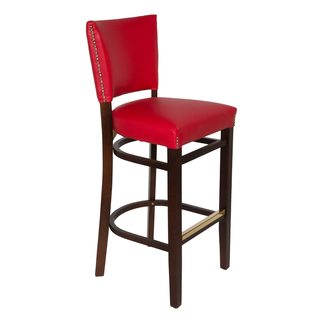 JustChair W31330-GR2 Bar Stool – Flared Pullover Back, Grade 2 UPH, German Beech Wood Frame, Footrest, Glides
