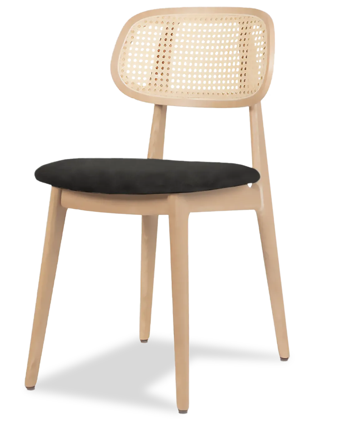 JustChair W36718-GR1 Natural Cane Floating Back Side Chair, Solid Wood Frame, Contour Padded Upholstered Seat