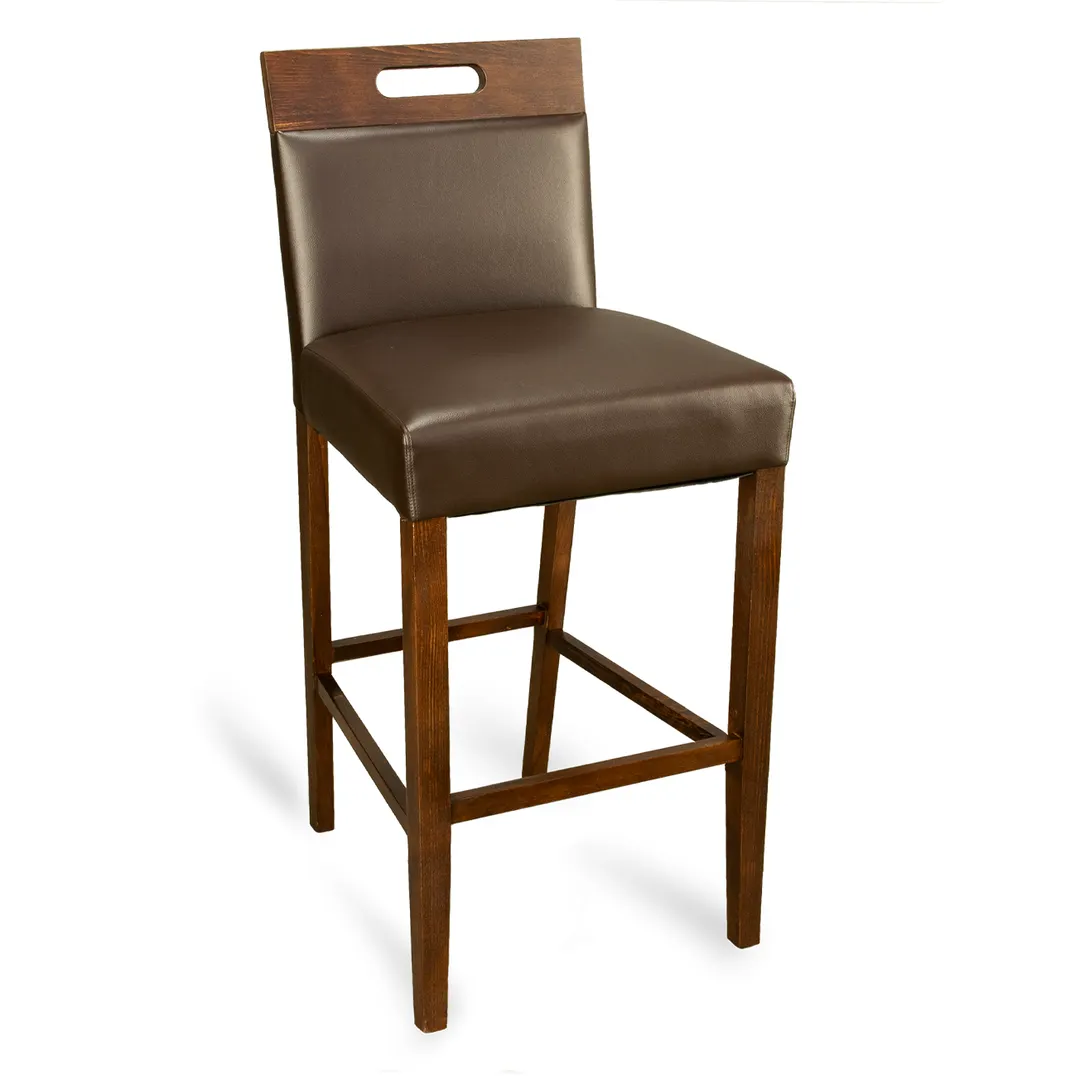 JustChair W51030-COM Bar Stool – Upholstered Seat & Back, German Beech Tongue & Groove, Steel Brackets, Armless