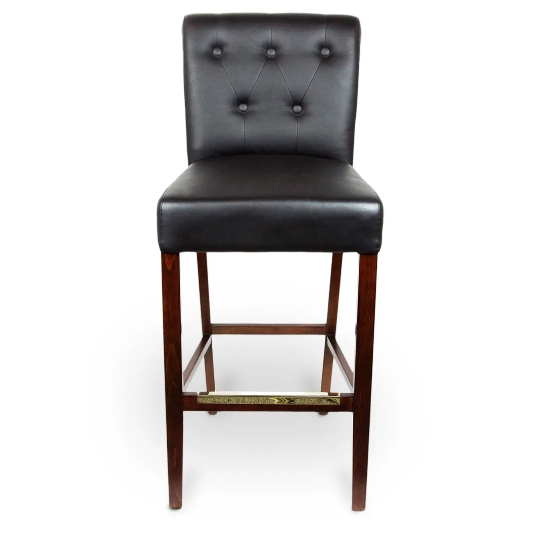 JustChair W58930-GR2 Bar Stool – Tufted Square Back, Pullover Web Seat, Footrest, Beech Wood Frame, Grade 2