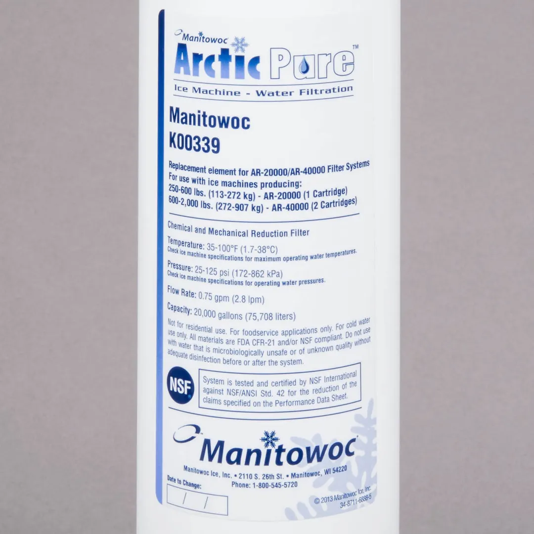Manitowoc K00339 Replacement Water Filter Cartridge, for AR-20000 & AR-40000 filters