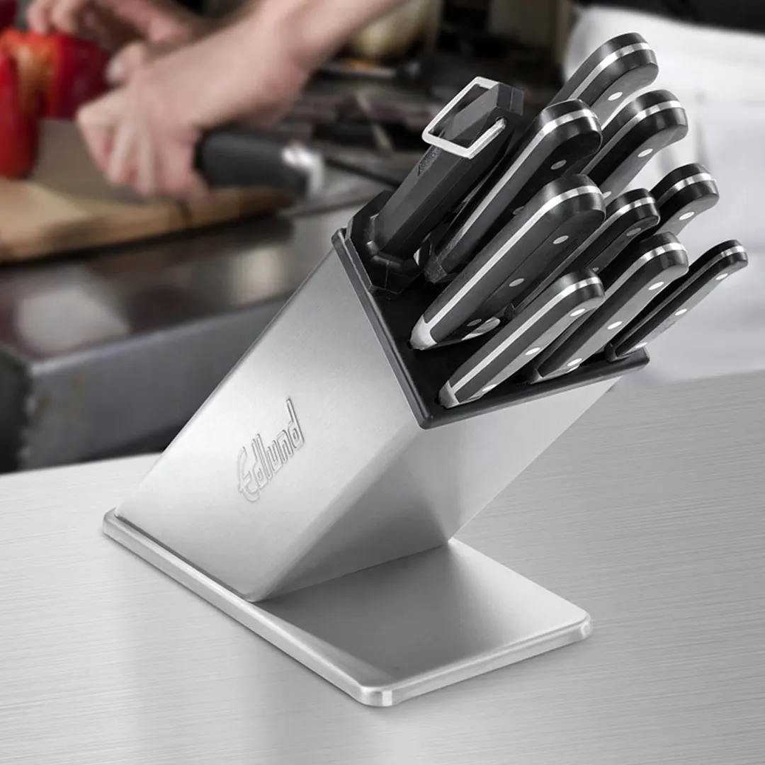 Edlund KBS-2006 Knife Block, 6 Slots, 9" High, Removable, Stainless, Dishwasher Safe, Made in USA