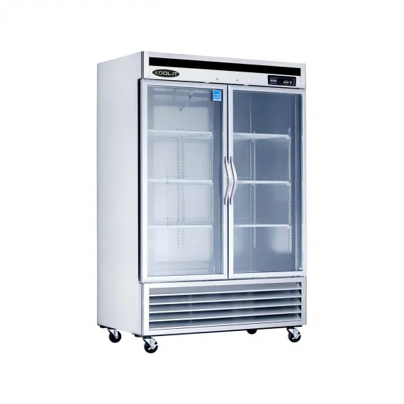 Kool-It KBSR-2G 53" 2-Section Reach-In Refrigerator w/ 2 Solid Glass, Bottom Mounted, Stainless Steel, 43 cu. ft.