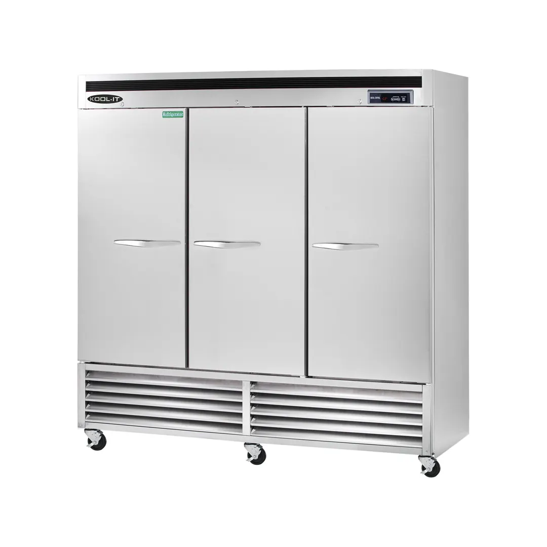Kool-It KBSR-3 81" 3-Section Reach-In Refrigerator w/ 3 Solid Doors, Bottom Mounted, Stainless Steel, 67 cu. ft.