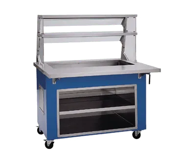 Delfield KCI-96 96" Shelleyglas® Ice-Cooled Cold Food Serving Counter, Fiberglass Storage Base, (6) Pan
