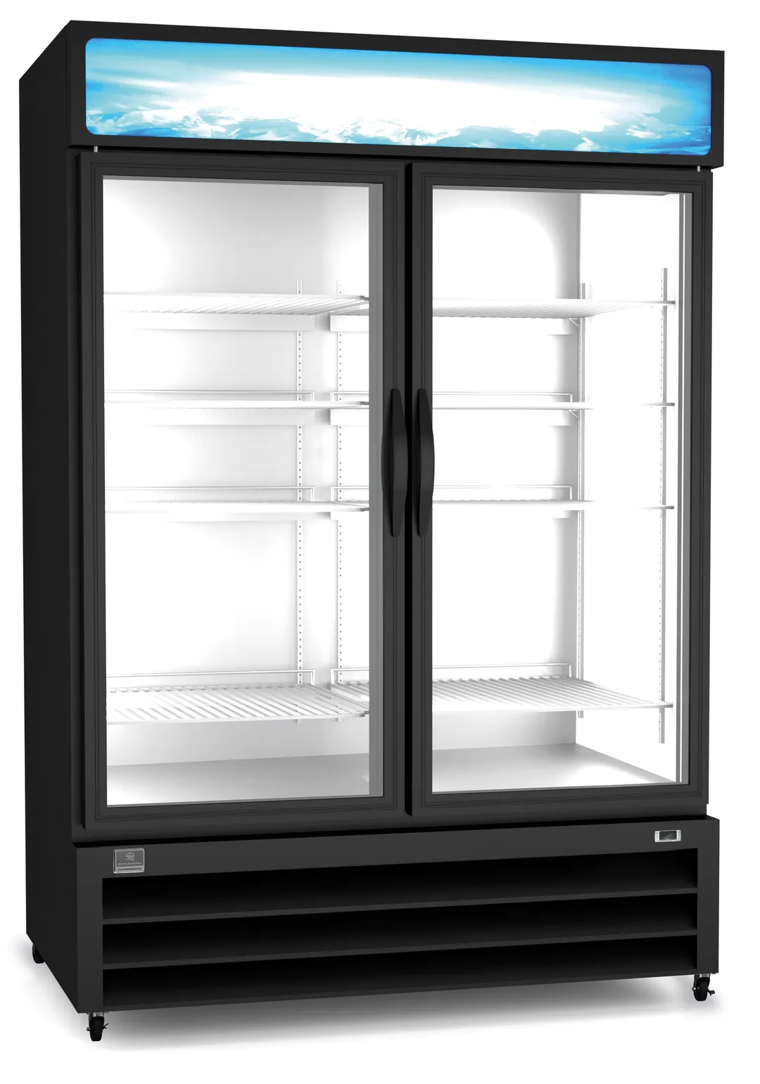 Kelvinator KCHGIM48F 55" 2 Glass Door Freezer Merchandiser in Black, 48 cu. ft.