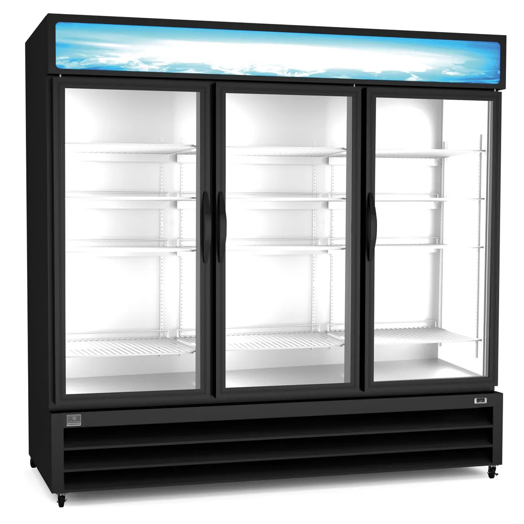 Kelvinator KCHGM72F 81" 3 Glass Door Freezer Merchandiser in Black, 72 cu. ft.