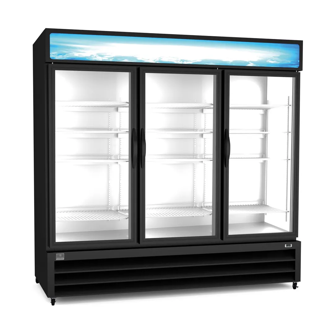 Kelvinator KCHSGM72R 82" 3-Section Merchandiser Refrigerator w/ Sliding Glass Door, 67.2 cu. ft.