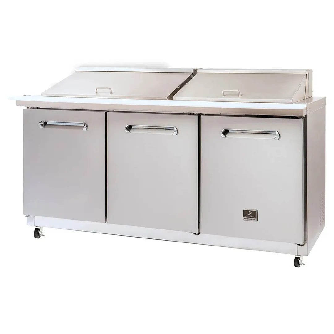 Kelvinator KCHMT70.30 71" Mega Top Sandwich/Salad Prep Table w/ 3 Doors, 30 Pans