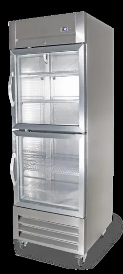Kelvinator KCHRI27R2HGDR 26" One Section Reach-In Refrigerator w/ 2 Glass Half Doors, Bottom Mounted, Stainless Steel, 23 cu. ft.