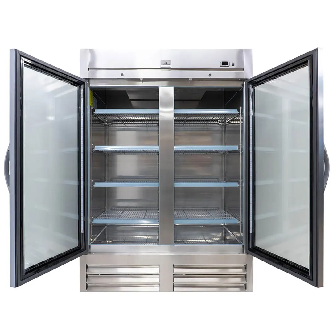 Kelvinator KCHRI54R2GDR 53" 2-Section Reach-In Refrigerator w/ 2 Glass Doors, Bottom Mount, Stainless Steel, 49 cu. ft.