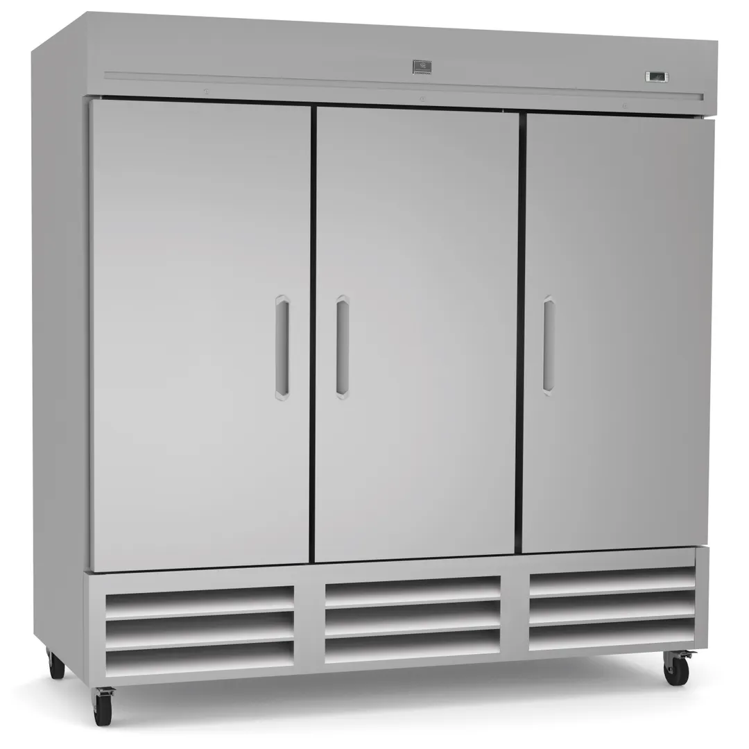 Kelvinator KCHRI81R3DRE 81" 3-Section Reach-In Refrigerator w/ 3 Solid Door, Bottom Mount, Stainless Steel, 72 cu. ft.