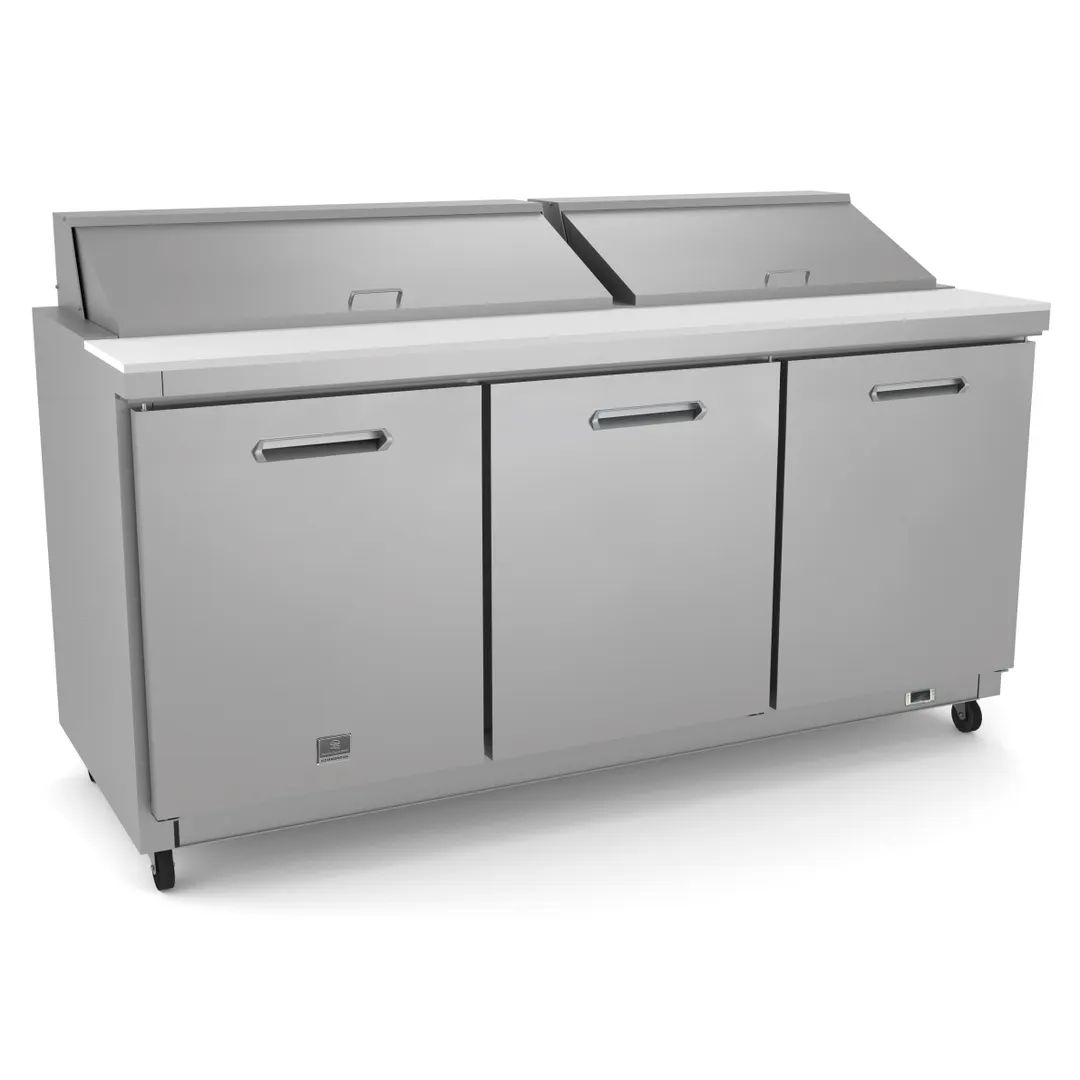 Kelvinator KCHST70.18 71" Three Section Sandwich / Salad Prep Table w/ 3 Door, 18 Pans