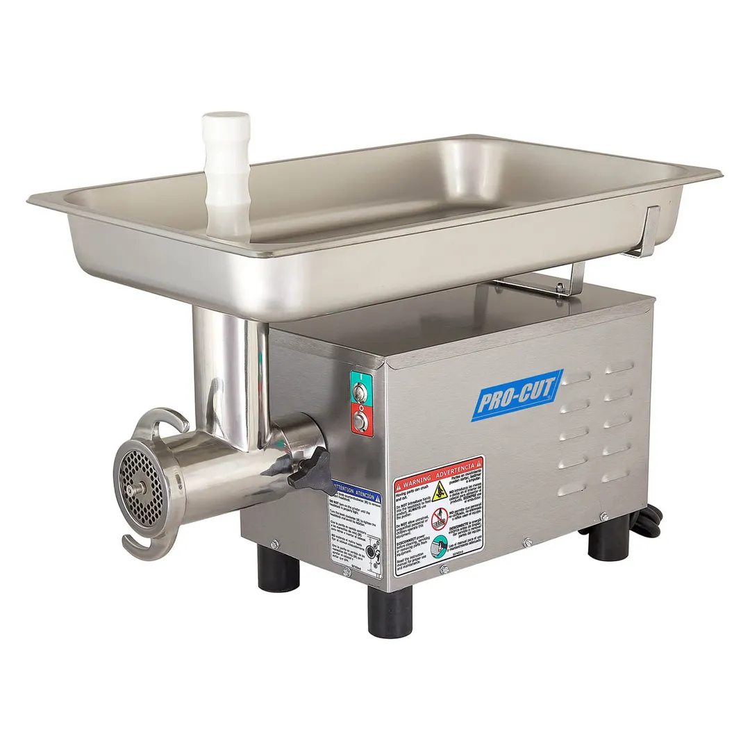 Pro-Cut KG-12-SS Bench Electric Meat Grinder – #12 Hub, 3/4 HP, 444/342 lb/hr, Stainless Steel, 550W, 115V, Non‑Slip Feet